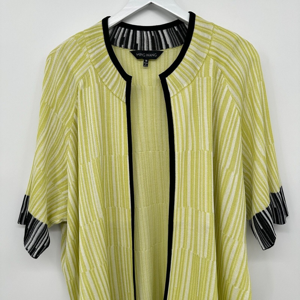 Ming Wang Cardigan Sweater Jacket Size 1X Stretch Knit Open Front Half Sleeve - Picture 2 of 12